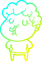 cold gradient line drawing of a cartoon man singing png