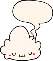 cute cartoon cloud with speech bubble in comic book style png