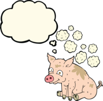 cartoon smelly pig with thought bubble png