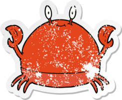 distressed sticker of a cartoon crab png