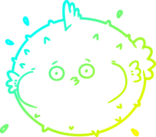 cold gradient line drawing of a cartoon puffer fish png