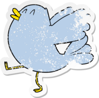 distressed sticker of a cartoon flapping bird png