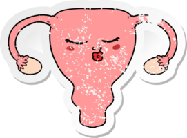 distressed sticker of a cartoon uterus png