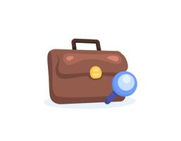 illustration of briefcase and magnifying glass. job search concept. job hunter. searching job. flat illustration design. graphic elements. vector