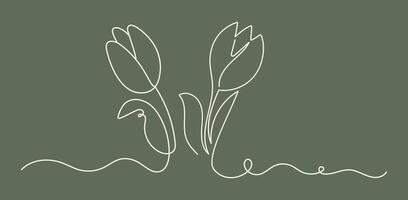 Tulips line art banner. Elegant vector design.