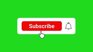 Subscribe button and notification bell button. Subscribe button on green screen video