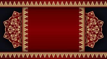 Black and red background with golden mandala ornament vector