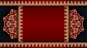 Black and red background with golden mandala ornament vector