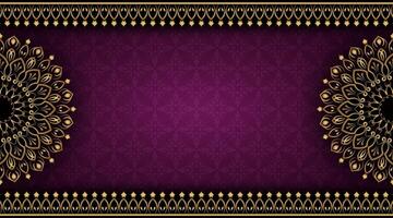 sencillo púrpura antecedentes con oro ornamental mandala vector