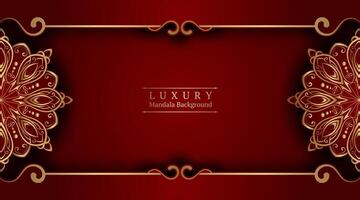 luxury red background, with gold mandala vector