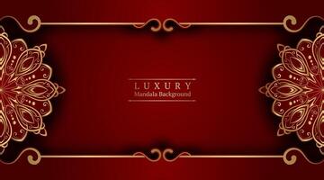 luxury red background, with gold mandala vector