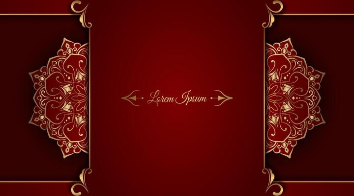 luxury red background, with gold mandala