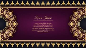 luxury purple background, with gold mandala vector