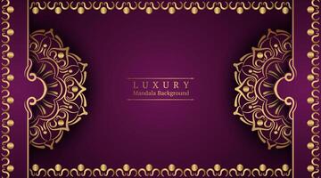 luxury purple background, with gold mandala vector