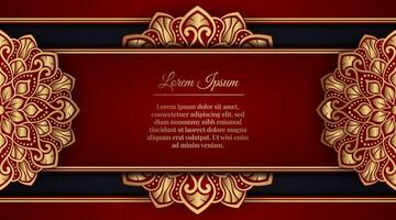 luxury red background, with gold mandala vector