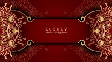 luxury red background, with gold mandala vector