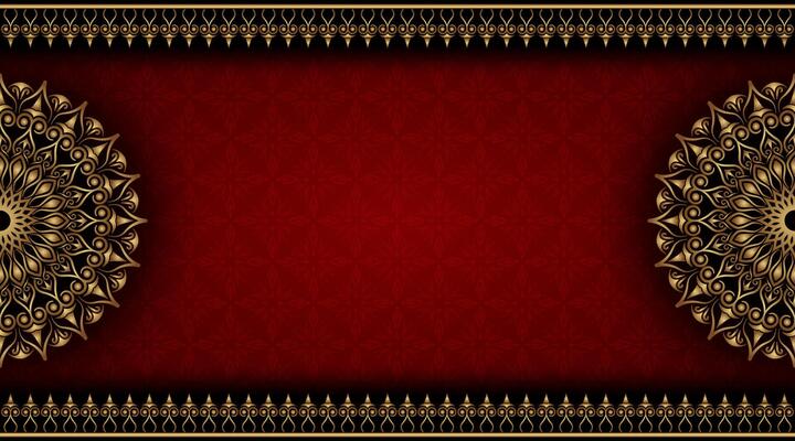 Simple red background  with gold ornamental mandala