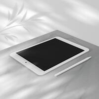 Silver 3D Realistic Tablet PC Mockup Frame With Front View Blank Screen vector