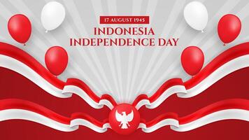 Indonesia Independence Day Background with Realistic Flag vector