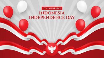 Indonesia Independence Day Background with Realistic Flag vector