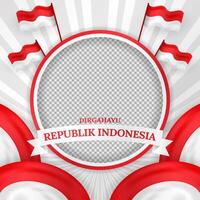 contento Indonesia independencia día twibbon lujo antecedentes vector