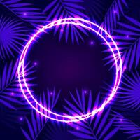 3d Glow Neon Effect with Leaves Background vector