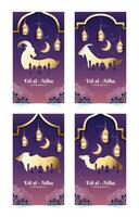 Luxury Eid Al Adha Social Media Story Template with Mosque and Lantern vector