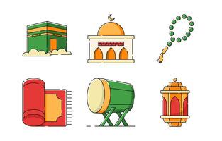 Flat Eid al Fitr Icon Collection vector