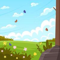 Summer Landscape Meadow Scenery Background vector