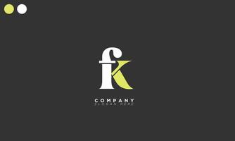 fk alfabeto letras iniciales monograma logo kf, f y k vector