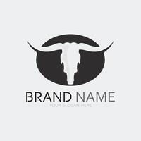 Bull horn cow and buffalo logo and symbol template icons app vector