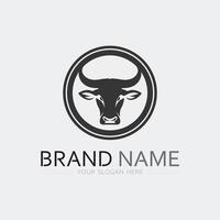 Bull horn cow and buffalo logo and symbol template icons app vector