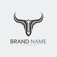 Bull horn cow and buffalo logo and symbol template icons app vector