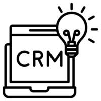 crm soluciones icono línea vector ilustración