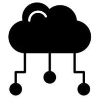 nube informática icono línea vector ilustración