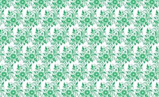 hand draw floral flower seamless pattern of green Floral leaves Spring Square style Vector Design on a white background, Curtain, carpet, wallpaper, clothing, wrapping