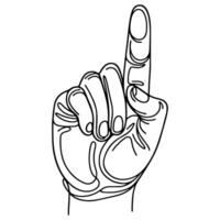 closeup of hand which touch to pointing to something doodle black line style vector illustration