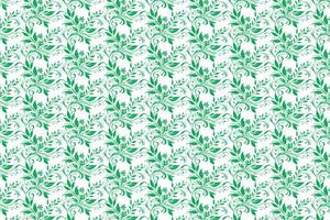 hand draw floral flower seamless pattern of green Floral leaves Spring Square style Vector Design on a white background, Curtain, carpet, wallpaper, clothing, wrapping