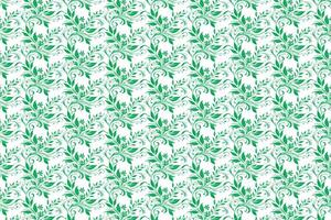 hand draw floral flower seamless pattern of green Floral leaves Spring Square style Vector Design on a white background, Curtain, carpet, wallpaper, clothing, wrapping