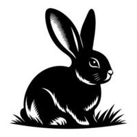 Rabbit shadow silhouette. Bunny black side design for happy easter egg day on transparent background vector