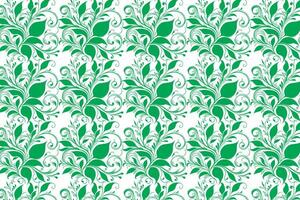 hand draw floral flower seamless pattern of green Floral leaves Spring Square style Vector Design on a white background, Curtain, carpet, wallpaper, clothing, wrapping