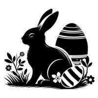 Rabbit shadow silhouette. Bunny black side design for happy easter egg day on transparent background vector