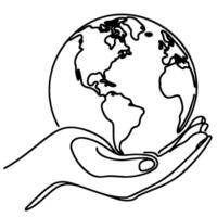 eco tierra planeta icono garabatear negro circulo de globo mundo ambiente día mano dibujar contorno logo concepto vector ilustración