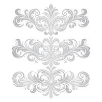 damask silver light color element oriental vector on PNG transparency background