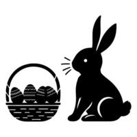 Rabbit shadow silhouette. Bunny black side design for happy easter egg day on transparent background vector