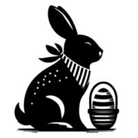 Rabbit shadow silhouette. Bunny black side design for happy easter egg day on transparent background vector