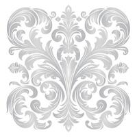 damask silver light color element oriental vector on PNG transparency background