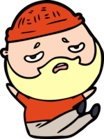 homem preocupado dos desenhos animados com barba png