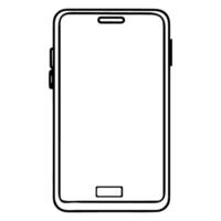 Close up doodle modern smart phone mockup. Continuous black single lines drawing art icon. blank screen transparent background vector