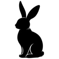 Rabbit shadow silhouette. Bunny black side design for happy easter egg day on transparent background vector